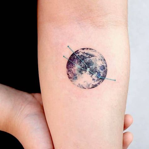 52 Taurus tattoos that are down-to-earth gorgeous - Our Mindful Life Mindful Tattoos, Tattoos Taurus, Tattoo Planets, Venus Tattoo, Planet Tattoo, Bull Skull Tattoos, Taurus Constellation Tattoo, Earth Tattoo, Cowgirl Tattoos