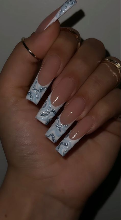 Tapered Square Nails, Square Nail Designs, Girly Acrylic Nails, French Tip Acrylic Nails, Simple Acrylic Nails, Long Acrylic Nails Coffin, Unique Acrylic Nails, Coffin Nails Designs, Pretty Acrylic Nails