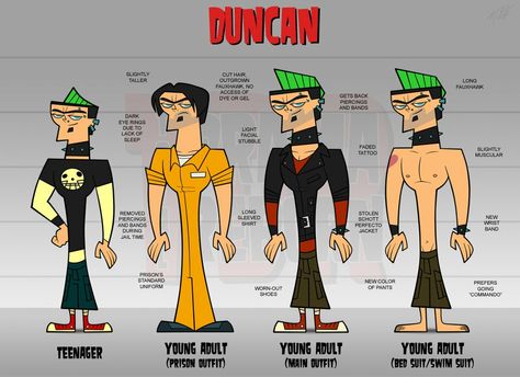 Duncan growing up! Duncan Tdi, Duncan X Harold, Total Drama Island Duncan, Total Drama Island Characters, Duncan Total Drama, Prison Outfit, Tdi Fanart, A Tutto Reality, Cartoon Movie Characters