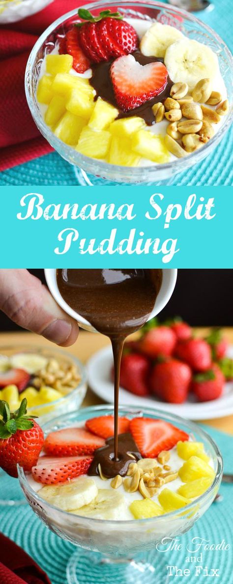 Great healthy snack or dessert recipe! This banana split swap makes a perfect after school treat! 21 Day Fix: 1 RED, 1 PURPLE, 1/2 ORANGE, 1 TSP Banana Split Pudding, 21 Day Fix Desserts, 21 Day Fix Snacks, 21 Day Fix Diet, More Nutrition, 21 Day Fix Meals, Banana Recipes, Banana Split, Snack Mix