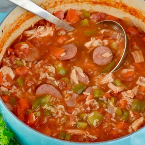 This from scratch Jambalaya Soup recipe is sure to become a family favorite. Jambalaya Soup Recipe, Turkey Barley Soup, Jambalaya Soup, Homemade Jambalaya, Turkey Noodle Casserole, Cajun Jambalaya, Vegetables And Rice, Creamy Tortellini Soup, Jambalaya Recipe