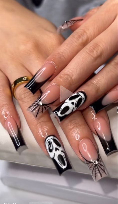 Horror Nail Art, Olaplex Bonding Oil, Bonding Oil, Airbrush Nails, Goth Nails, Short Square Acrylic Nails, Really Cute Nails, Hydrating Moisturizer, Unique Acrylic Nails