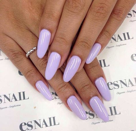 Shiny Nails Designs, Lilac Nails, Lavender Nails, Purple Nail, Almond Shape Nails, Short Acrylic Nails, Purple Nails, Gel Manicure, Gorgeous Nails