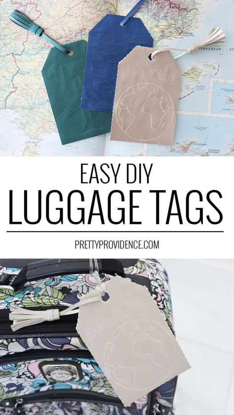 I love these easy, no-sew, DIY luggage tags made with the Cricut Maker! So cute and easy to throw together. #diyluggagetags #luggagetags #personalizedluggagetags Luggage Identifiers Ideas, Diy Luggage Tags, Diy Bag Tags, Luggage Tags Printable, Debossed Business Card, Luggage Tag Template, Luggage Tags Diy, Luggage Identifiers, Christian Singles