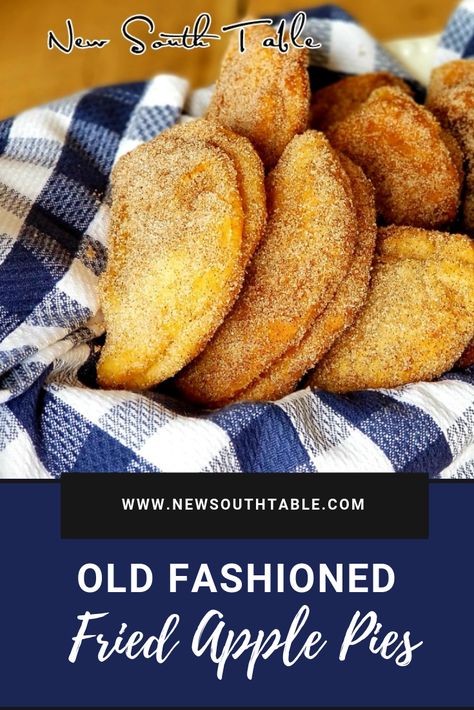 These old fashioned FRIED APPLE PIES are a little crispy and flaky on the outside, but tender and moist on the inside.  This is my mama's recipe and it is done the old fashioned way of rolling out the dough and deep frying; however, you can cook these in an air fryer too if you want!  YUM! #friedapplepies #applepies #friedpies #newsouthtable #southernfood Old Fashioned Fried Apple Pies, Fried Deserts, Fried Pies Recipe, Amazing Pies, Fried Pie, Air Fryer Recipes Low Carb, Fried Apple, Fried Apple Pies, Apple Hand Pies