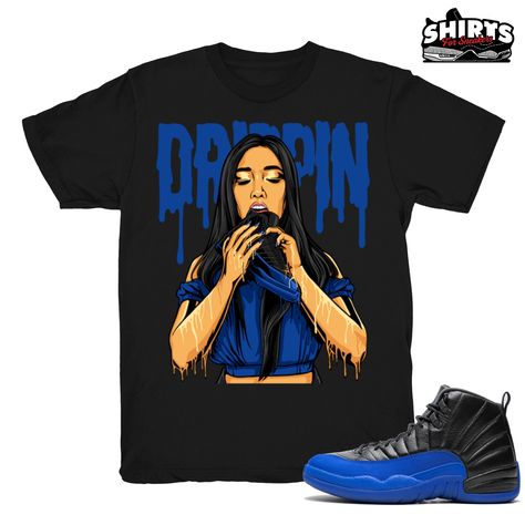 "Air Jordan 12 shirts to match the Retro Jordan 12 Game Royal 2019 sneaker release.  \"12s Drippin\" - Shirt Design by Shirts4Sneakers. * Please note that the sneaker DOES NOT come with the t-shirt. [The sneaker is only intended to show the sneaker match] * Please allow 4-5 business days for handling time. * 6.0oz - 100% Pre Shrunk Cotton - Gildan Tee * All shirts are made to order with high-quality direct to garment print. * For sizing please refer to our sizing chart. POSITIVE Feedback is impo What The 4s, Jordan Shirts, Jordan Outfits, Sneaker Match Tees, Retro 4, Sneaker Tee, Jordan 12, Sneaker Release, Sizing Chart