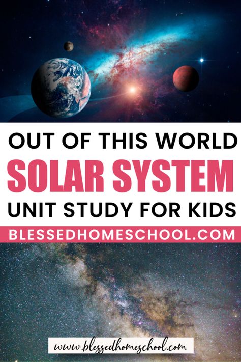 Solar System Activities for Kids {Easy Unit Study!} Homeschool Space Unit, Space Unit Study Homeschool, Solar System Activities For Kids, Space Unit Study, Solar System Unit Study, Solar System Lessons, Solar System Unit, Solar System Activities, Space Lessons