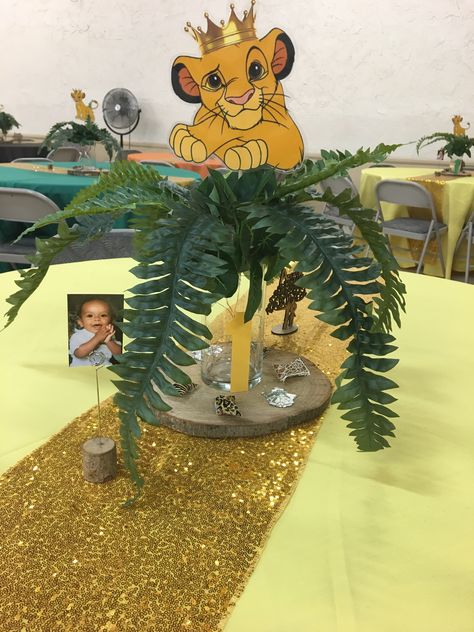 Lion King Birthday Party Centerpieces, Lion King Birthday Centerpieces, Simba Birthday Theme, Baby Simba Baby Shower Ideas, Lion King Centerpieces 1st Birthdays, Simba Birthday Party Ideas, Simba Baby Shower Ideas, Lion King Centerpieces, Simba Birthday Party