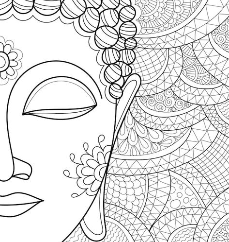 Buddha Coloring Pages, Queen Painting, Paintings Ideas, Free Adult Coloring Pages, Recent Anime, Gautama Buddha, Black Goddess, Needle Punch, Freeform Crochet