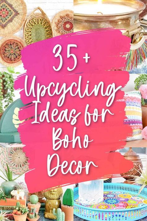 Diy Bohemian Decor Crafts Living Room, Diy Boho Bedroom Ideas, Boho Porch Decor Outdoor Diy, Natural Life Home Decor, Boho Furniture Ideas, Diy Boho Furniture Makeover, Boho Thrift Store Finds, Diy Funky Decor Ideas, Boho 70s Decor