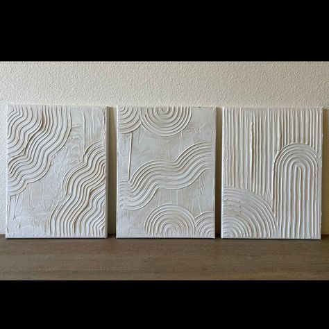 Minimalist Canvas Art, Shabby Chic Art, 3 Piece Painting, Plaster Wall Art, Diy Canvas Wall Art, Scandinavian Wall Art, Textured Canvas Art, Plaster Art, Modern Art Paintings