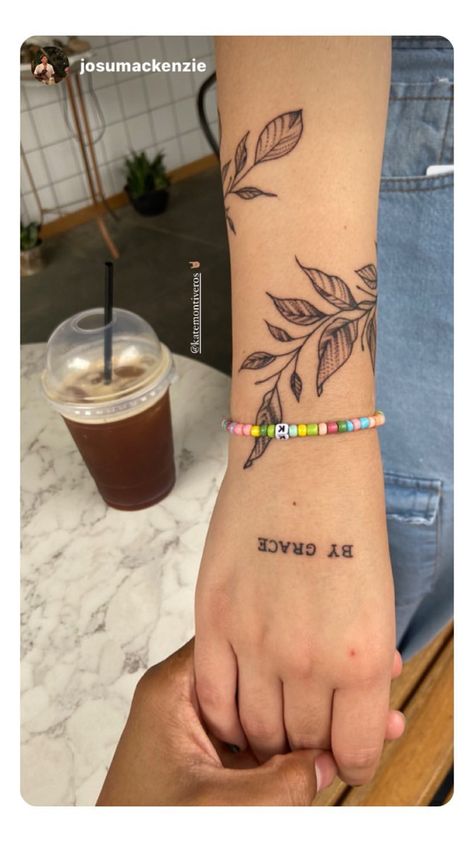 coffee shop, leaf tattoo, christian tattoo Christian Plant Tattoo, Palm Leaf Tattoos, Coffee Leaf Tattoo, Tattoo Christian, Christian Tattoo, Leaf Tattoo, Plant Tattoo, Jewelry Tattoo, Palm Leaf