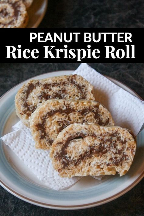 If you are looking for another quick and easy dessert here it is!  This simple Peanut Butter Rice Krispie Roll log takes your ordinary Rice Krispie square up a notch and tastes delicious. Rice Krispie Roll, Good Protein Foods, Rice Krispie Squares, Crispy Rolls, Medicine Tips, Healthy Food Menu, Peanut Butter Roll, Chocolate Roll, Peanut Butter Sandwich