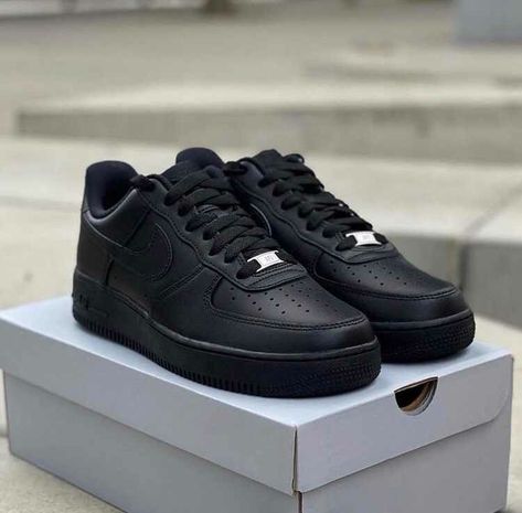 Nike Air Force Black, Air Force Black, Black Air Force 1, Black Nike Sneakers, School Shoe, Black Casual Shoes, Back To School Shoes, Air Shoes, Nike Shoes Girls