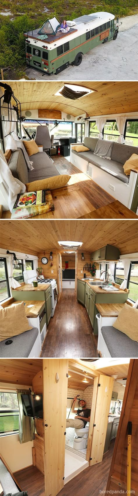 School Bus Coversion Design Casa Piccola, School Bus Tiny House, School Bus House, Converted School Bus, Bus Living, School Bus Conversion, Kombi Home, Bus House, Campervan Life