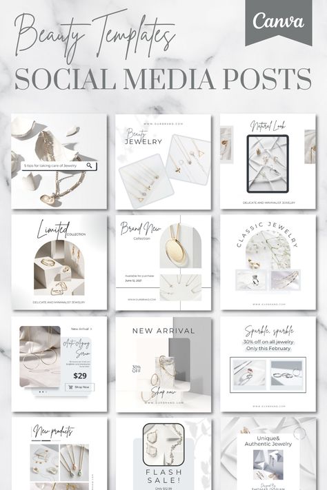 #Instagram_Feed_For_Jewelry_Business #Canva_Jewelry_Template #Jewelry_Template_Instagram #Jewelry_Business_Instagram_Feed Template Jewelry Design, Ig Feed Ideas Layout Business Jewelry, Instagram Feed For Jewelry Business, Jewelry Template Instagram, Jewelry Template Design, Instagram Store Design, Jewelry Instagram Layout, Perfume Template, Jewelry Poster Design