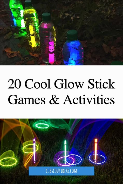 Check out these glow stick games and activities. They can make summer nights or campouts super fun for the entire family. Games With Glow Sticks, Glow Stick Scavenger Hunt, Glow Stick Party Games, Glow Stick Activities For Kids, Glow Stick Party Ideas, Glow Stick Activities, Derby Snacks, Glow Stick Games, Glow Stick Crafts