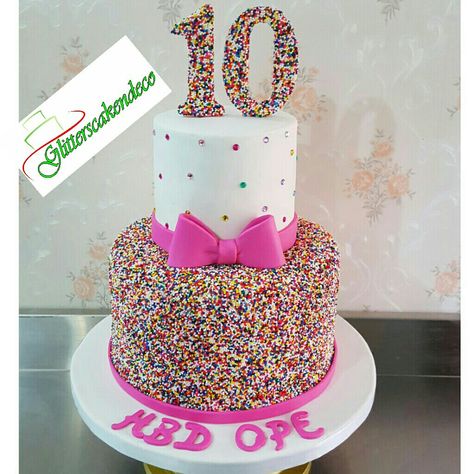 Birthday cake 10th Birthday Cakes For Girls, 10th Birthday Cake, 10th Birthday Girl, Doughnut Party, Cake Designs For Girl, Sprinkles Birthday Cake, 10 Birthday Cake, 10 Birthday, Slime Party