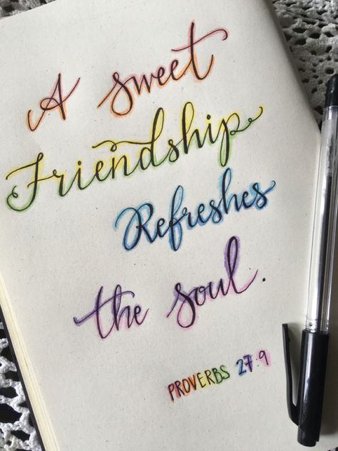 Happy Friendship Day #happyfriendshipday #happy #friends #friendship #rainbow #proverbs #bibleverse #calligraphy Calligraphy Quotes On Friendship, Journal Friendship Ideas, Friendship Doodles Art, Friendship Calligraphy, Friendship Journal Ideas, Friendship Proverbs, Journal Tour, Colour Quotes, Friendship Journal