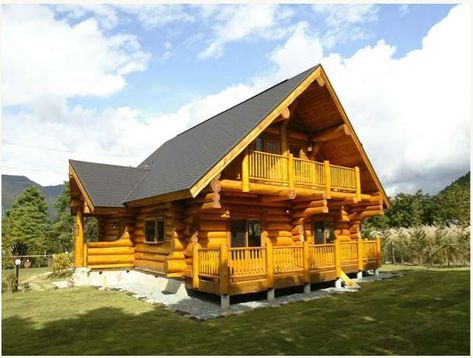 Japanese Log Cabin, Log Home Designs, Log House, Log Home, Log Cabins, Cool Rooms, Log Homes, House Designs, Stone Wall