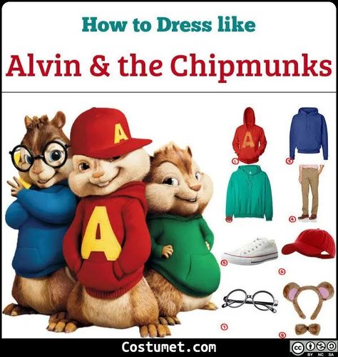 Alvin and the Chipmunks Costume for Cosplay & Halloween 2020 Alvin And Chipmunks, Alvin Costume, The Chipmunks Costume, Alvin And The Chipmunks Costume, Chipmunks Costume, Diy Costumes Men, Reuse Crafts, Sibling Costume, Fun Halloween Treats