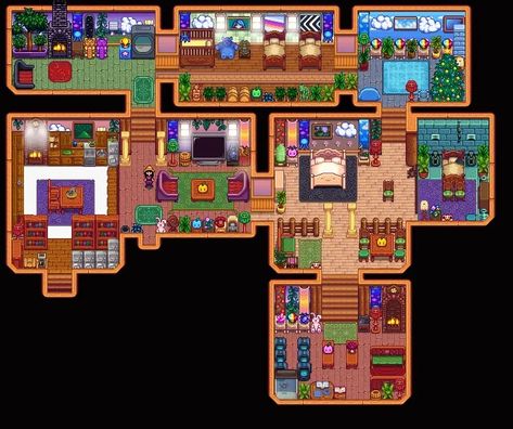 stardew valley house layout Stardew Valley Krobus House, Stardew Valley House Interior, Stardew Valley House, Stardew Valley Layout, Stardew Valley, Four Corners, House Layouts, Video Games, House Interior