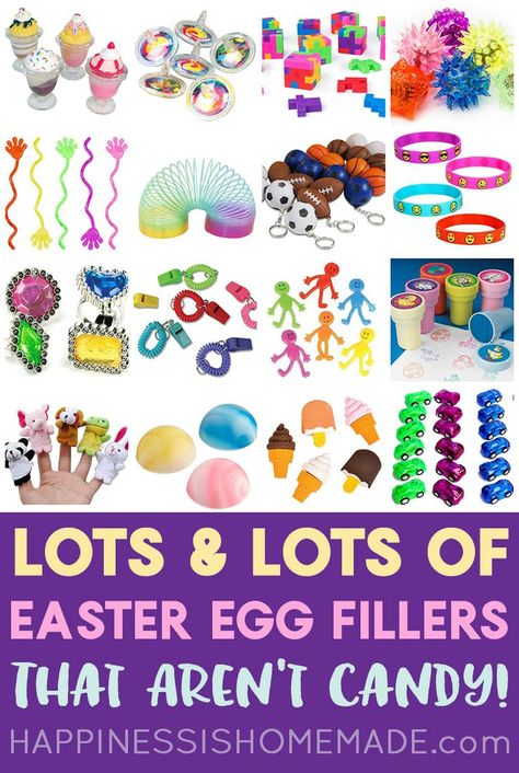 Looking for Easter Egg Filler Ideas that aren't candy? Here are 25+ awesome non-candy Easter Egg fillers that are sure to be a huge hit with your kids! Perfect for Easter egg hunts and baskets! via @hiHomemadeBlog Easter Egg Filler Ideas, Egg Filler Ideas, Unique Easter Basket Ideas, Easter Basket Alternatives, Easter Egg Stuffers, Egg Stuffers, Easter Egg Filling, Unique Easter Baskets, Creative Easter Baskets