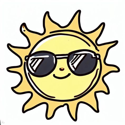 Sun With Sunglasses Tattoo, Cartoon Sunglasses Drawing, Sun With Sunglasses Drawing, Cool Sunglasses Drawing, How To Draw Sunglasses, Chicago Doodles, Sun Drawing Simple, Weather Kindergarten Activities, Sunglasses Doodle