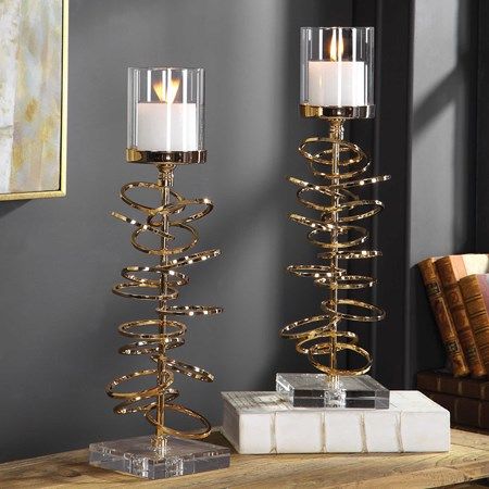 Wholesale Uttermost Accent Furniture, Mirrors, Wall Decor, Clocks, Lamps, Art | Uttermost Uttermost Accessories, Stacked Rings, Iron Candlesticks, Iron Candle, Ashley Furniture Homestore, Pillar Candle Holders, Modern Art Deco, Forged Iron, Candle Holder Set