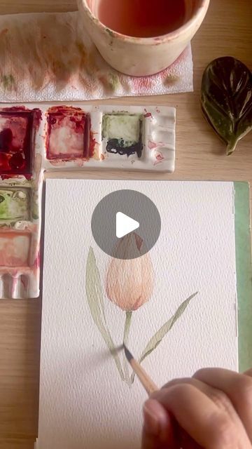 Tulip Watercolor Painting, Simple Watercolor Art, Watercolour Tulips, Tulip Watercolor, Watercolor Simple, Loose Watercolor Flowers, Tulip Painting, Simple Watercolor, Watercolor Tulips