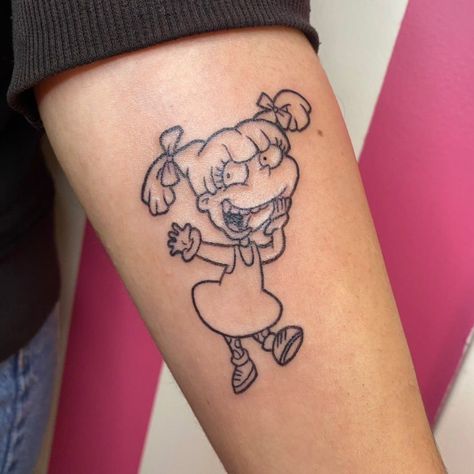 Angelica Tattoo Rugrats, Angelica Tattoo, Rugrats Tattoo, Angelica Rugrats, Tasteful Tattoos, Jetta A2, Minimalist Tattoos, Funny Tattoos, Drawings Simple