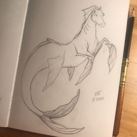 #Hippocampus #art #mermay2020 #greekmythology #sketchbook #sketching #sketchbook Hippocampus Drawing, Hippocampus Art, Ocean Tattoos, Creature Drawings, Mythology Art, Mythological Creatures, Art Tutorials Drawing, Art Studies, Art Class