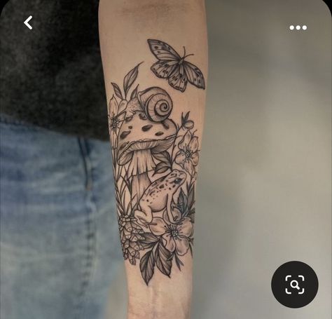 Earthy Tattoos, Nature Tattoo Sleeve, Garden Tattoos, Inner Forearm Tattoo, Mushroom Tattoos, Writing Tattoos, Tasteful Tattoos, Floral Tattoo Sleeve, Dope Tattoos For Women