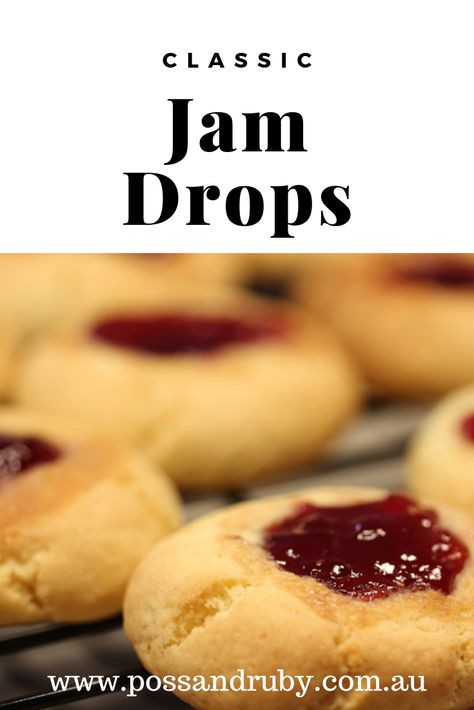 A simple delicious recipe for traditional jam drop biscuits Jam Drop Cookies, Recipe Using Jam, Jam Drops Recipe, Jam Drop Biscuits, Biscuit Recipes Uk, Drop Biscuit Recipe, Recipes Biscuits, Jam Drops, Health Bars