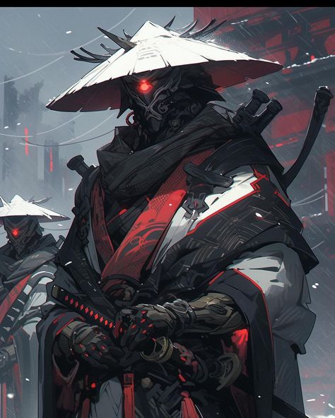 Robot Samurai Concept Art, Cyberpunk Samurai Character Art, Neo Samurai, Samurai Concept, Elemental Magic, Ninja Art, Clothing Design Sketches, Ghost Of Tsushima, Samurai Art