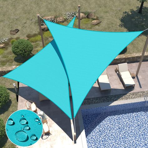 PRICES MAY VARY. HIGH-QUALITY MATERIAL: Our equilateral triangle sun shade sail is made of heavy-duty polyester material, durable and sturdy. The fabric is finished with full-edged webbing, strong and tear-resistant for long-lasting use. WATEPROOF & UV-PROTECTION: This equilateral triangle sun shade sail is water-resistant, and not easy to fade. It can also block strong UV rays, keeping cool for you. EASY TO INSTALL: Durable D-ring on each edge is for easy installation and strongly guarantees th Triangle Canopy, Outdoor Patio Pergola, Pergola Backyard, Waterproof Shade Sails, Pool Club, Triangle Sun Shade, Sail Shade, Equilateral Triangle, Patio Pergola