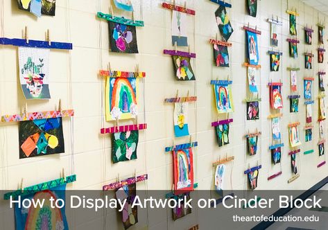 Artwork Display Classroom, Artwork Display Ideas Classroom, Display Student Artwork Classroom, Student Art Wall Classroom, Student Art Display Ideas, How To Display Artwork, School Artwork Display, Displaying Kids Artwork In Classroom, Preschool Art Display Wall