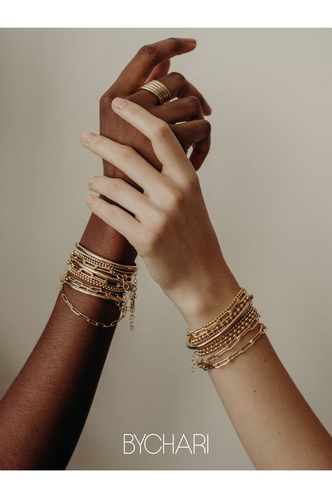 You can never have too many bracelets. #bracelets #layers #jewelry #gold #rings Jewelry Gold Rings, Layering Ideas, Jewellery Photography Inspiration, Jewelry Layering, Jewelry Product Shots, Creative Jewelry Photography, Bracelet Stacks, Jewelry Photography Styling, Jewelry Editorial