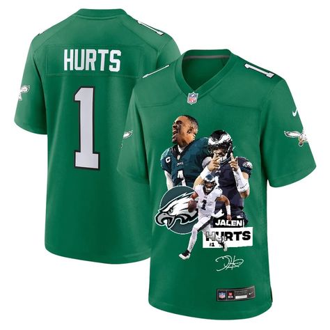 Jalen Hurts 1 Philadelphia Eagles Rising Star Game Jersey - Men, Green Check more at https://chilasport.com/product/jalen-hurts-1-philadelphia-eagles-rising-star-game-jersey-men-green/ Eagles Jersey, Jalen Hurts, Eagles Fans, Eagle Logo, Embroidered Name, Game Jersey, Green Brands, Cleveland Indians, Authentic Design