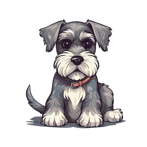 Cartoon Schnauzer, Dog Painting Pop Art, Schnauzer Drawing, Schnauzer Art, Mini Schnauzer Puppies, Dog Animation, Dog Clipart, Dog Rocks, Cute Laptop Stickers