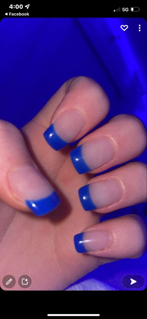 French Tip Short Acrylic Nails, French Tip Short, Blue French Tip, Blue French Tips, Short Acrylics, Blue French, Short Acrylic, Short Acrylic Nails, Acrylic Nails