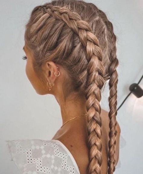 Boxer Braids Hairstyles, Double French Braids, Dutch Braid Hairstyles, Boxer Braids, Easy Everyday Hairstyles, Plaits Hairstyles, French Braid Hairstyles, Sporty Hairstyles, Long Braids