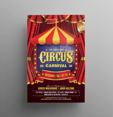 Circus Theme Poster, Circus Design Poster, Carnival Theme Poster, Carnival Pubmat, Circus Design Graphic, Circus Theme Invitations, Carnival Graphic Design, Circus Poster Design, Carnival Poster Design