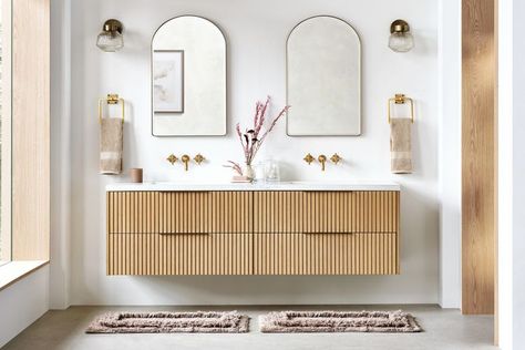 Functional Bathroom, Single Sink Vanity, Bath Cabinets, Double Sink Vanity, Double Sink Bathroom, Double Vanity Bathroom, Crate Barrel, Floating Vanity, Modern Baths