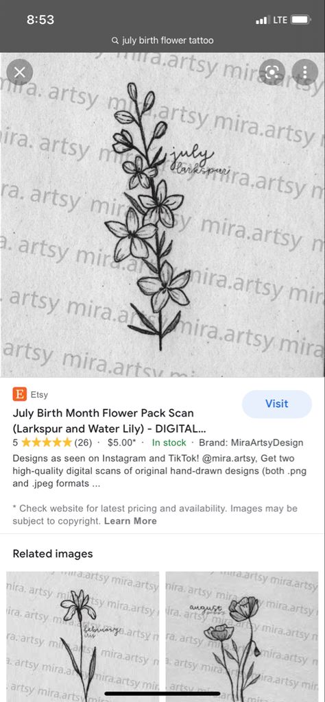 Small Delphinium Tattoo, July Flower Tattoo Water Lilies, July Birth Month Tattoo Ideas, Larks Pur Flower Tattoo, July Larkspur Tattoo Simple, July Birth Month Flower Tattoo, July Larkspur Tattoo, July Birth Flower Tattoo Water Lilies, Larkspur Tattoo Simple