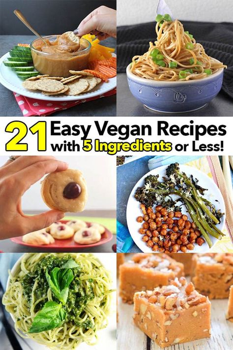 Who says you need a million ingredients to make tasty vegan food? Not these deliciously simple vegan recipes with 5 ingredients or less! #vegan #recipe Recipes 5 Ingredients Or Less, Simple Vegan Recipes, Meals Vegan, Easy Hummus Recipe, 5 Ingredients Or Less, Steamed Sweet Potato, Easy Vegan Recipes, Photo Simple, 5 Ingredient Recipes