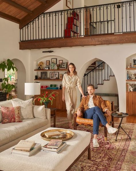 The 1924 residence was designed by... - Architectural Digest Manchester Apartment, Spanish Style Living Room, Spanish Living Room, Lady Lair, Colonial Interior Design, Patrick J Adams, Mission Style Homes, Spanish Interior, Spanish Colonial Homes