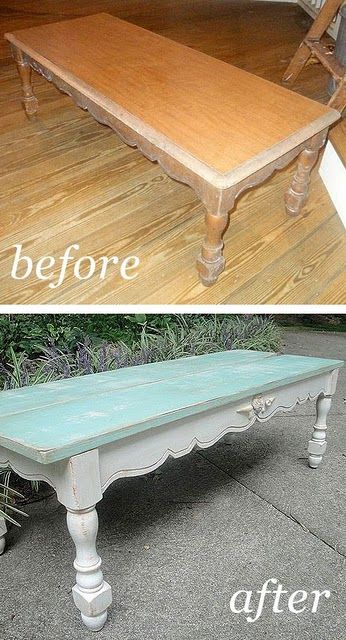 A little paint goes a long way! Give your home a makeover without breaking the bank, and help us put people to work. #Goodwill Recycle Furniture, Commode Shabby Chic, Diy Shabby Chic Furniture, Shabby Chic Coffee Table, Muebles Shabby Chic, Beach House Furniture, Koti Diy, Refinishing Furniture Diy, Chic Coffee Table