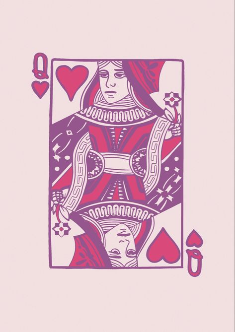 Queen Of Hearts Card Drawing, Queen Of Hearts Drawing, Queen Card Illustration, Queen Of Hearts Painting, Queen Of Hearts Illustration, Queen Of Hearts Card Art, Queen Of Hearts Graphic Design, Queen Of Hearts Playing Card Art, Hearts Illustration