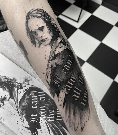 Crow Movie Tattoo, The Crow Movie Tattoo Ideas, The Crow Tattoo, Movie Tattoo Ideas, Black Crow Tattoos, The Crow Movie, Jordan Tattoo, Crow Movie, Movie Tattoo